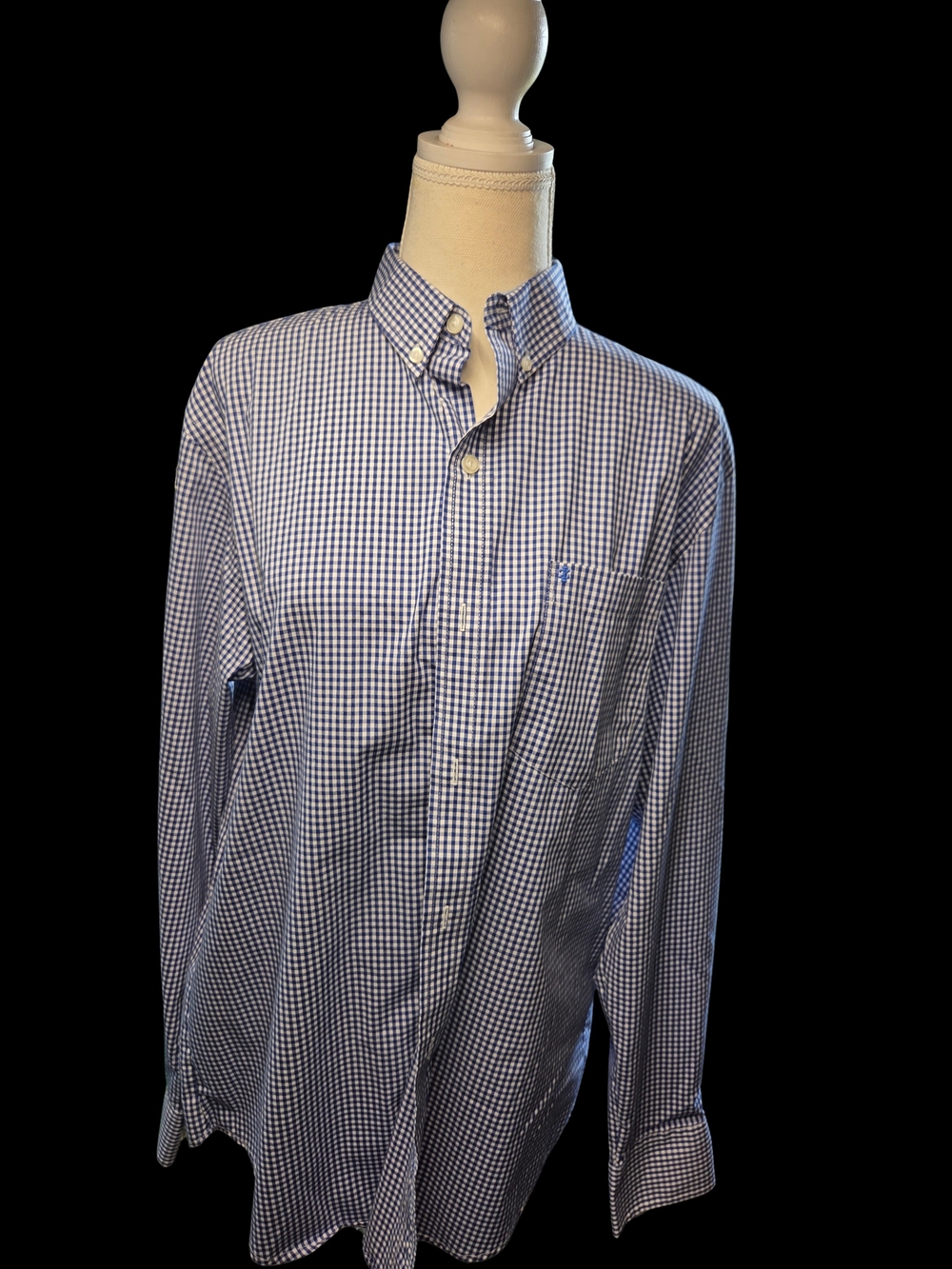 Izod Men's Blue Gingham Button-Down Shirt